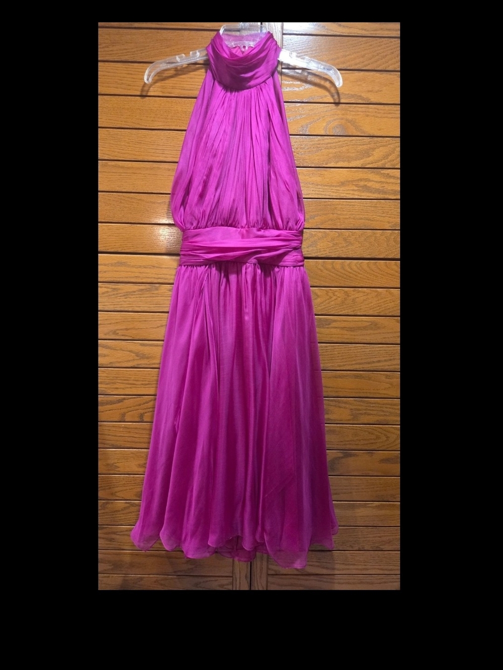 Badgley Mischka Fushia Halter Waist Party Dress NWTS Size 8